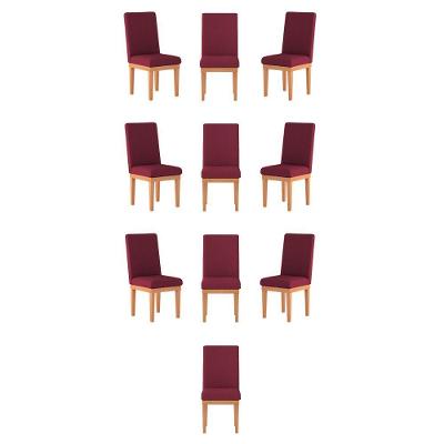 Kit 10 Cadeiras Estofadas Decorativa Para Mesa marsala