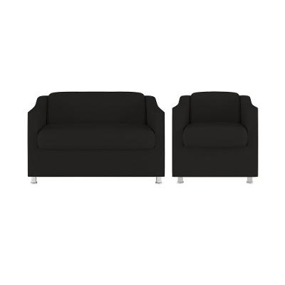Kit 02 Poltronas Reforçada Clinica + Namoradeira Suede Tilla Cor:preto