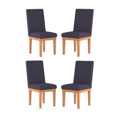 Kit 4 Cadeiras Estofadas Para Mesa De Jantar cinza