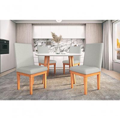 Kit 4 Cadeiras Sala De Jantar Cozinha Luxo Cinza Claro