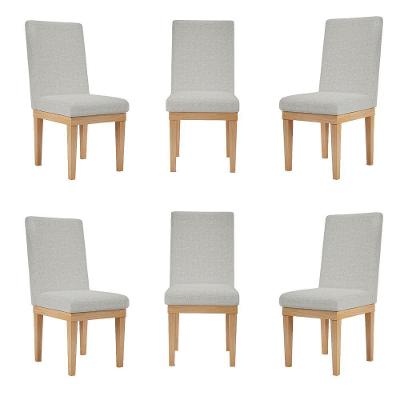 Kit 6 Cadeiras Para Mesa De Jantar Luxo Cinza Claro