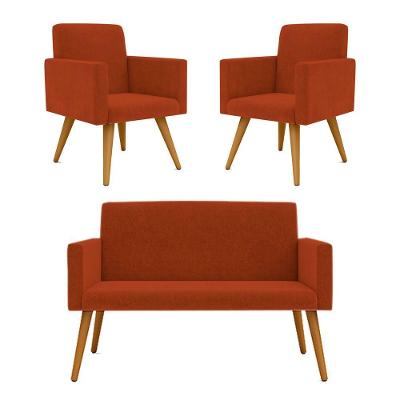 Kit Namoradeira + 2 Poltronas Decorativas Sala Oferta ? Balaqui Decor Cor:terracota