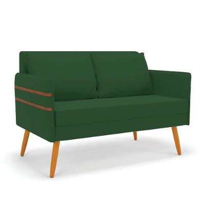 Namoradeira 02 Lugares Mari Veludo Pés Palito Castanho Verde