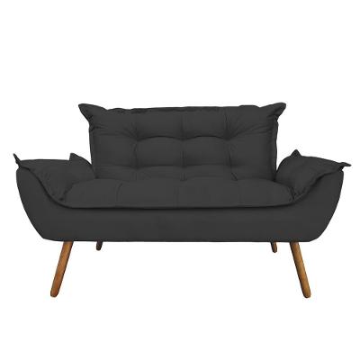 Namoradeira Decorativa Opala 2 Lugares Suede Cinza