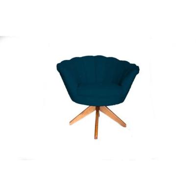 Poltrona Decorativa Pétala Suede Com Base Giratória Madeira