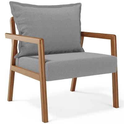 Poltrona Decorativa Para Sala De Estar E Living Alícia B04 Bouclê Cinza