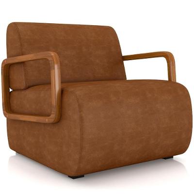 Poltrona Decorativa Orgânica Bruxelas K01 Couríssimo Caramelo