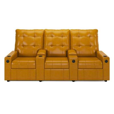 Poltrona Reclinável Para Cinema Parma 3 Lugares Baú Usb Pu Fh1 - D'rossi Cor Whisky