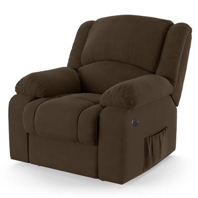Poltrona Do Papai Reclinável Pietra Power Touch Massagem Fh9 Veludo Marrom - Mpozenato