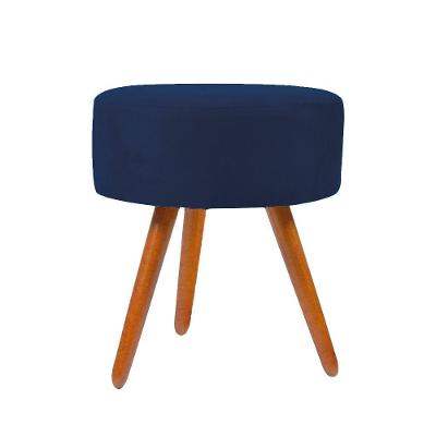 Puff Puf Banqueta Redondo Para Camarim Suede Azul Marinho