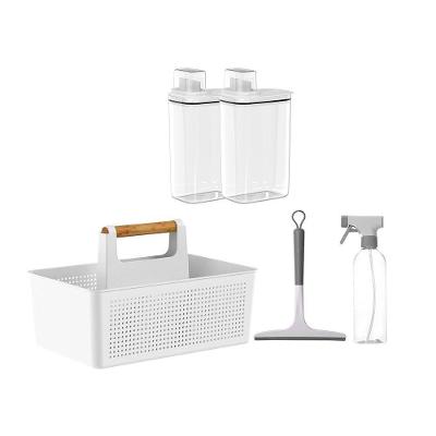 Kit Lavandeira Flow Com 02 Dispenser De Sabão 2,3 L + 01 Borrifador + 01 Rodo + 01 Cesto Branco Ou