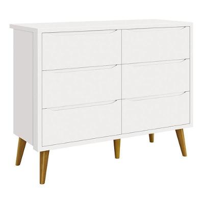 Cômoda Infantil Theo 6 Gavetas Branco Fosco Com Pés Amadeirado - Reller Móveis Branco Fosco