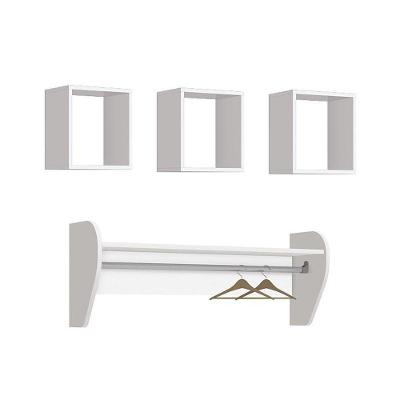 Kit 3 Nichos E Prateleira Juju Branco Brilho - Reller Móveis Branco Brilho