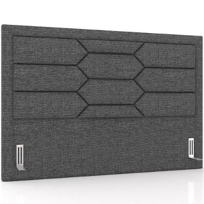 Cabeceira Cama Box Casal 140cm Estofada Nora P05 Linho Cinza Escuro