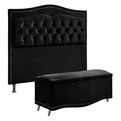 Cabeceira E Calçadeira Holanda 90cm 2.0 Shop Das Cabeceiras Preto
