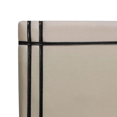 Cabeceira Royal 90cm Linho Fita Preta Shop Das Cabeceiras Capuccino