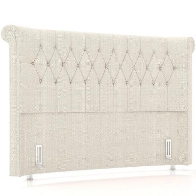 Cabeceira Cama Box Casal 140cm Estofada Meora P05 Linho Creme