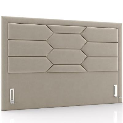 Cabeceira Cama Box Casal 140cm Estofada Nora P05 Veludo Bege