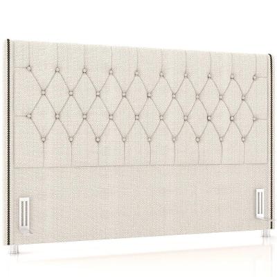 Cabeceira Cama Box Casal 140cm Estofada Frizza P05 Linho Creme