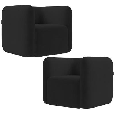 Kit 02 Poltronas Decorativas Para Sala De Estar Fixa Living Peônia K01 Veludo Preto