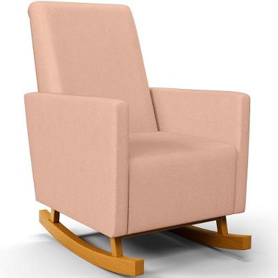 Poltrona De Amamentação Com Balanço Ravena W01 Linho Rosê - Lyam Decor