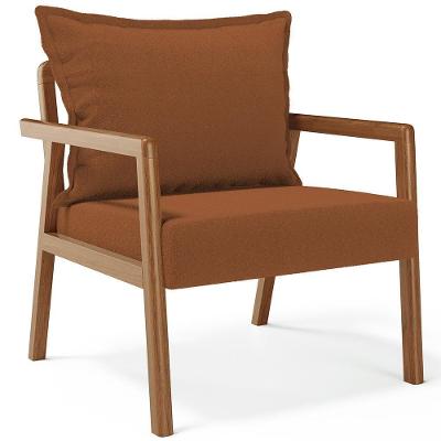 Poltrona Decorativa Para Sala De Estar E Living Alícia B04 Bouclê Terracota