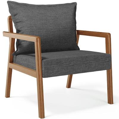 Poltrona Decorativa Para Sala De Estar E Living Alícia B04 Linho Cinza Escuro