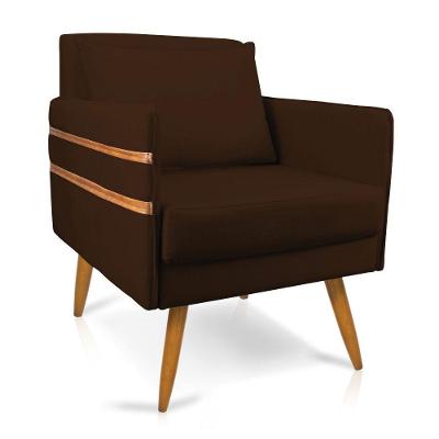 Poltrona Mari Suede Pés Palito Castanho - D'Rossi Marrom