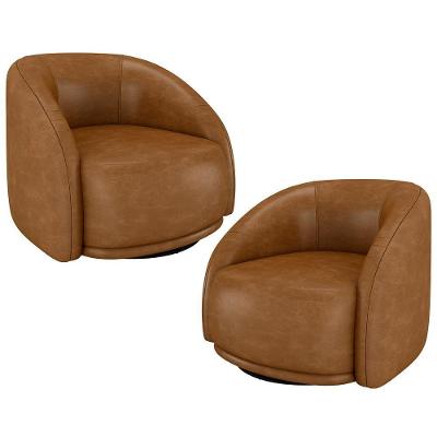 Kit 02 Poltronas Decorativa Giratória Angelina M03 Couríssimo Whisky