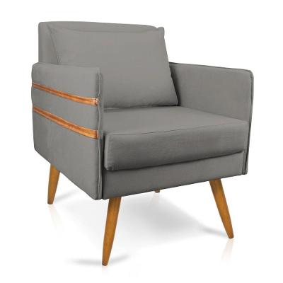 Poltrona Mari Suede Pés Palito Castanho - D'Rossi Grafite