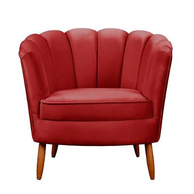 Poltrona Decorativa Ariel Petala Pés De Madeira Vermelho