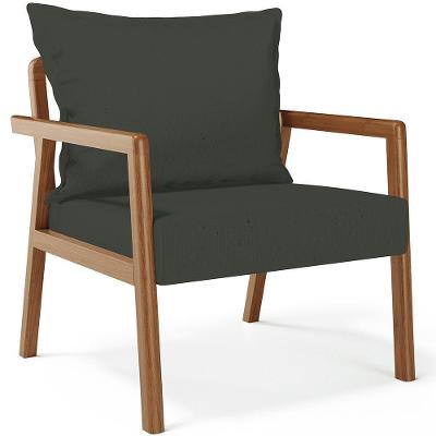 Poltrona Decorativa Para Sala De Estar E Living Alícia B04 Linho Verde Musgo