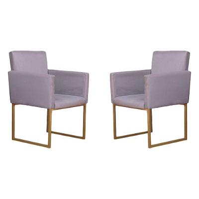 Conjunto 02 Poltronas Para Recepção E Sala Klara Suede Cinza
