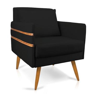 Poltrona Mari Suede Pés Palito Castanho - D'Rossi Preto