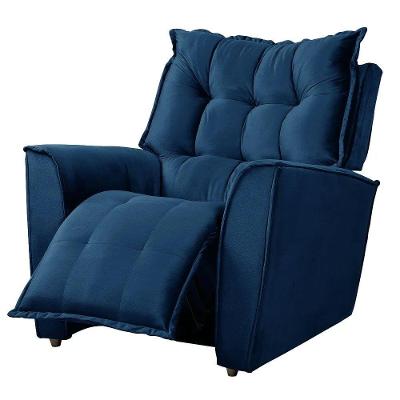 Poltrona Da Mamãe Reclinável Carinho Veludo Azul