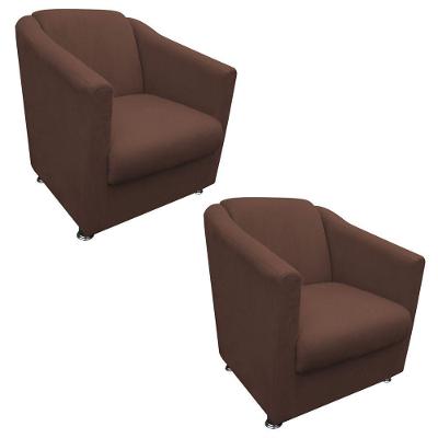 Kit 2 Poltronas Tilla Decorativa Escritório Suede Marrom