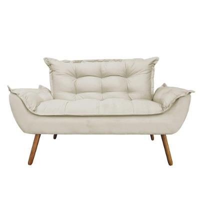 Namoradeira Decorativa Opala 2 Lugares Suede Bege