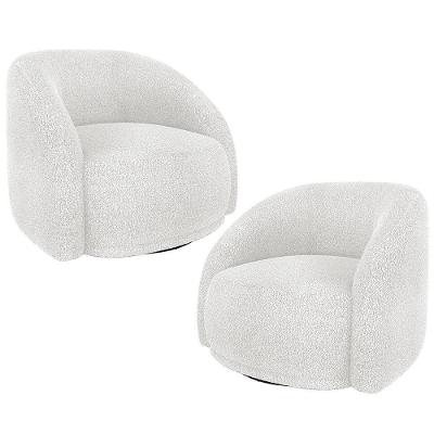 Kit 02 Poltronas Decorativa Giratória Angelina M03 Bouclê Branco