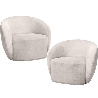 Kit 02 Poltronas Decorativas Para Sala De Estar Living Gliese K01 Bouclê Creme