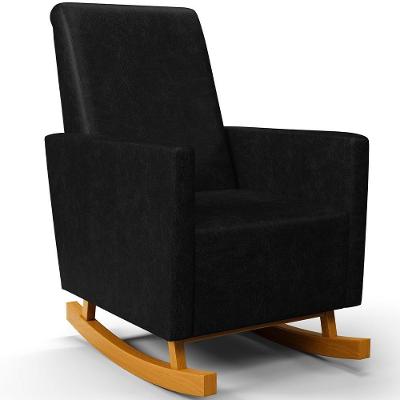 Poltrona De Amamentação Com Balanço Ravena W01 Couríssimo Preto - Lyam Decor