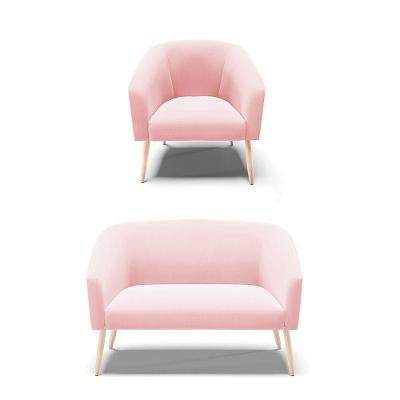 Kit 01 Namoradeira 02 Lugares E 01 Poltrona Suede Rosa Bebê