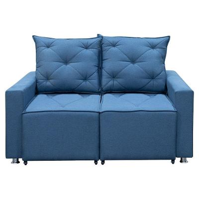 Sofá Retrátil 2 Lugares Bariloche 1.80cm Shop Das Cabeceiras Azul Linho