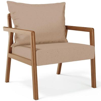 Poltrona Decorativa Para Sala De Estar E Living Alícia B04 Linho Bege Escuro