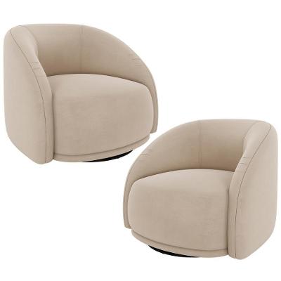 Kit 02 Poltronas Decorativa Giratória Angelina M03 Veludo Bege