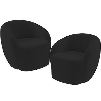 Kit 02 Poltronas Decorativas Para Sala De Estar Living Gliese K01 Veludo Preto