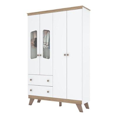 Guarda Roupa Infantil 4 Portas Confete Branco Brilho Jequitibá - Henn