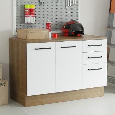 Balcão Multiuso 120cm 2 Portas 3 Gavetas Rustic/Branco