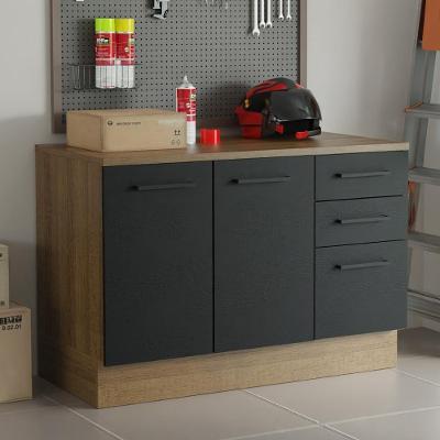 Balcão Multiuso 120cm 2 Portas 3 Gavetas Rustic