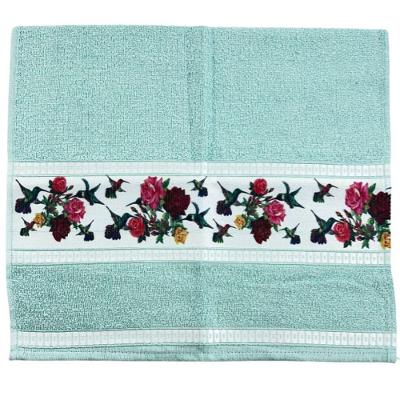 Toalha De Rostotransfer Felpuda Floral 42cm X 72cm Savitex Verde Claro