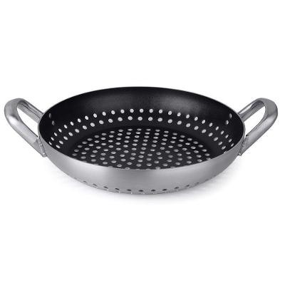 Frigideira Grill Profissional Preta 32 Cm Em Alumínio Com Revestimento Interno Antiaderente